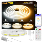 1 x RAW Customer Returns PAUTIX COB LED Strip CCT Warm White Cold White, 10M Dimmable 2700K-6500K with Smart App Control 6400LEDs 24V LED Strip light Set with Power Supply, CRI93 Super bright for kitchen TV DIY lighting - RRP €64.58