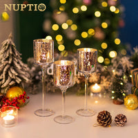 1 x RAW Customer Returns Nuptio Tealight Holder Glass Candle Holder Silver Tealight Glasses Votive Candle Holder, Vintage Stick Candle Holder Large Tealight Glasses Mercury Glass Christmas Wedding Accessories Decoration, Set of 3 - RRP €21.98