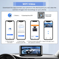 1 x RAW Customer Returns Hikity Wireless CarPlay Android Auto Screen with 4K Dashcam, 7 inch IPS Portable Foldable Touchscreen CarPlay Display, Car Play Monitor with BT 5.0 AUX FM Airplay Mirror Link 64GB TF - RRP €108.99