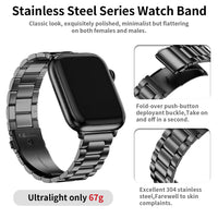 1 x RAW Customer Returns Fullmosa Compatible with Apple Watch Strap 45mm 44mm 49mm 42mm, Metal Replacement Band for Ultra 2 Ultra SE Series 9 8 7 6 5 4 3 2 1 Stainless Steel iWatch Bands Black Short  - RRP €28.51