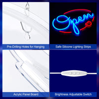 1 x RAW Customer Returns FITNATE Open sign LED, Open illuminated sign, Open advertising, LED Open sign, LED signs, Open sign illuminated, advertising light Open, illuminated sign Open, ideal for hairdresser, bakery, tattoo etc. - RRP €32.99