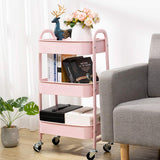 1 x RAW Customer Returns DOEWORKS Storage Cart 3 Tier Metal Utility Cart Rolling Cart Organizer Cart with Wheels for Kitchen Makeup Bathroom Office Pink - RRP €46.76