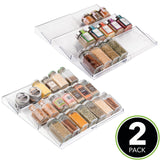 1 x RAW Customer Returns mDesign set of 2 spice racks for drawers extendable plastic spice rack for keeping the kitchen tidy practical drawer organizer on 3 levels transparent - RRP €35.38