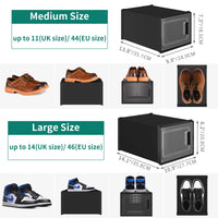 1 x RAW Customer Returns YITAHOME shoe boxes, set of 12, stackable, sturdy shoe boxes, storage boxes for shoes with transparent door and ventilation holes, for shoes up to size 46, stackable shoe box black - RRP €95.99