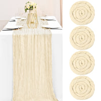 1 x RAW Customer Returns Teruntrue Pack of 4 Cheesecloth Table Runners Beige Cheesecloth Table Runner Rustic Gauze Table Runner Romantic Semi-Transparent Fabric Tablecloth Table Runner Boho for Wedding Kitchen Beige, 300cm  - RRP €26.53