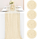 1 x RAW Customer Returns Teruntrue Pack of 4 Cheesecloth Table Runners Beige Cheesecloth Table Runner Rustic Gauze Table Runner Romantic Semi-Transparent Fabric Tablecloth Table Runner Boho for Wedding Kitchen Beige, 300cm  - RRP €26.53