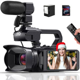 1 x RAW Customer Returns Delmodes Video Camera Camcorder 4K 64MP 60FPS Autofocus Vlogging Camera, 4.0 Touch Screen 18X Digital Zoom WiFi Video Camera with SD Card, Stabilizer, 4500mAh Batteries and External Microphone - RRP €199.99