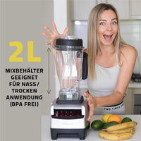 1 x RAW Customer Returns High performance blender Optimum 9200A, 2611 watts, 3.5 hp, 6 stainless steel blades, 48000 rpm, 2L BPA-free container, 6 programs pulse button, FREE nut milk bag pestle silicone scraper - RRP €355.2