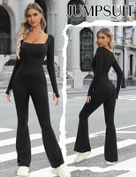 1 x RAW Customer Returns UMIPUBO Women s Sports Jumpsuit Long Sleeve Yoga Jumpsuit Elastic Tight Dress Overalls Bodysuit Overall One Piece Suit for Fitness Yoga Black, L  - RRP €25.21