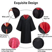 1 x RAW Customer Returns YIMOJOY Gryffindor Cape Children s Unisex Magician Robe Hogwarts Gryffindor Robe with Scarf, Approval Letter Hermione Potter Hogwarts Costume for Carnival Halloween Cosplay 125 cm  - RRP €21.62