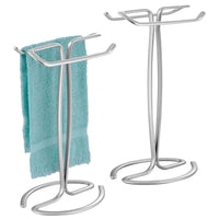 1 x RAW Customer Returns mDesign towel holder for the washbasin free-standing towel stand for 2 small guest towels compact metal towel holder set of 2 silver - RRP €39.99