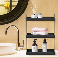 1 x RAW Customer Returns Kitchen spice rack standing shelves with 3 levels shower shelf storage bathroom worktop under cabinet shelf organizer vanity tray cosmetic make-up storage, black - RRP €41.34