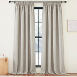 1 x RAW Customer Returns PONY DANCE linen look opaque curtains with ruffle tape set of 2 curtains grey opaque blackout curtain thermal curtain against heat living room curtains boho, H 220 x W 140 cm, Angora grey - RRP €46.33