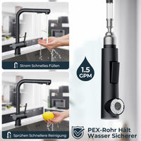 1 x RAW Customer Returns FORIOUS Kitchen Faucet Black, Kitchen Faucet Extendable Shower Stainless Steel, 360 Rotatable and Dual Function Shower - RRP €67.99