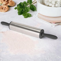 4 x Brand New MIK funshopping dough roller, rolling pin made of stainless steel with colored plastic handles, for fondant, pizza dough, cake dough, pasta dough, shortcrust pastry. Light gray  - RRP €92.56