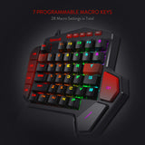 1 x RAW Customer Returns Redragon K585 DITI One-Handed RGB Mechanical Gaming Keyboard, Blue Switches, Type-C Professional Gaming Keyboard with 7 Integrated Macro Keys, Removable Wrist Rest, 42 Keys - RRP €49.83