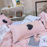 1 x RAW Customer Returns Freyamy Bed Linen 135x200cm 2-piece Pink Black Heart Bedding Sets Brushed Microfiber Soft Reversible Bed Linen Romantic Single Bed Duvet Cover with Zipper and Pillowcase 80x80cm - RRP €27.19