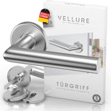 1 x RAW Customer Returns Vellure door handle set made of stainless steel including drilling template assembly instructions door handles for interior doors - door fittings - door handle set for interior doors for interior doors  - RRP €20.16