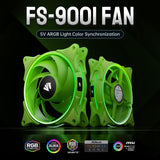 1 x RAW Customer Returns Asiahorse FS-9001 PWM RGB Case Fan, 120MM PC Fan, Quiet Computer Fan for PC Cases and CPU Coolers, 5V ARGB Motherboard SYNC RC Controller, 3PACK, Green - RRP €49.99