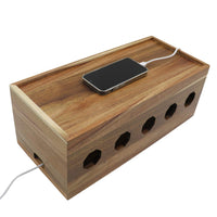 1 x RAW Customer Returns Insun cable box made of acacia wood, storage box for cables and power strips, cable management box, organizer for hiding cables 40x18x15cm - RRP €47.34