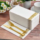 1 x RAW Customer Returns LEKOCH 100 PCS Disposable Napkins White with Gold Design, Air Laid Fabric-Like Napkins For Wedding Premium QUALITY, 43x30 cm - RRP €22.99