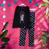 1 x RAW Customer Returns Wednesday Girls Cotton Pajamas, Long Pajamas for Girls Teenagers 7-16 Years - Gifts for Girls Black Wednesday, 15-16 Years  - RRP €21.99