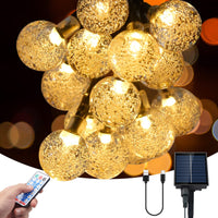 1 x RAW Customer Returns shenkey Solar Fairy Lights, 60 LED Crystal Ball Lights with Remote Control, Solar USB Powered, Outdoor String Lights for Garden, Indoor and Outdoor Decorations Warm White  - RRP €21.98