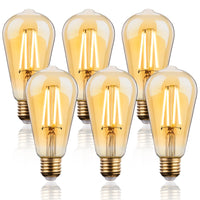 1 x RAW Customer Returns FLSNT Dimmable Edison Light Bulb E27 Vintage, ST64 LED Retro Filament Decorative Light Bulb, 7W Replaces 60W Incandescent Bulb, 700LM 2700K Warm White, Amber Glass, Pack of 6 - RRP €31.25