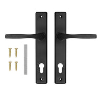 1 x RAW Customer Returns ADGO door handle set handle for use door handle 90 left right door handles interior doors handle with hole for cylinder stainless steel lever handle set room doors aluminum handle set door handle black - RRP €11.95