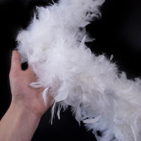 1 x RAW Customer Returns wangruida 1.8m 90g White Chandelle Boa Turkey Feathers. for dancing wedding craft party costume decoration - RRP €18.99