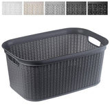 1 x RAW Customer Returns KADAX laundry basket, multifunctional basket, 27 L, plastic laundry chest, storage basket, laundry collector for bathroom, dirty clothes, accessories, toys, laundry box black-grey  - RRP €24.99