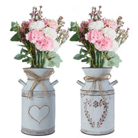 1 x RAW Customer Returns Ulikey Vintage flower vase, heart milk jug, iron flower pot, shabby decoration, planter vase made of zinc, country house style vase, rustic flower bucket for garden, living room, table decoration - RRP €24.47