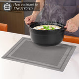 1 x RAW Customer Returns SueH Design Woven Placemats Set of 8 Vinyl Heat Resistant Placemats Anti-fouling and Washable 45 cm x 30 cm, Gray and Silver - RRP €20.99