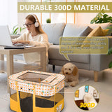 1 x RAW Customer Returns Puppy run, foldable puppy playpen, animal playpen, indoor dog playpen for small, medium, large, cat enclosure with carrying bag, dog playpen for indoor apartment 70 x 55 x 45 cm, yellow  - RRP €26.21