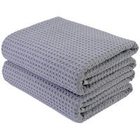 1 x RAW Customer Returns Polyte - microfiber bath towel - lint-free quick-drying - waffle structure - very large - gray - 152 x 76 cm - 2 pieces - RRP €24.01