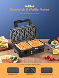 1 x RAW Customer Returns 3 in 1 Sandwich Maker, 1200W Waffle Maker, Grill Sandwich Maker Griddle with Safety Switch, 3 Non-Stick and Removable Plates, 5-Speed Temperature Control and Cold Touch Handle - RRP €69.99