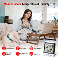 1 x RAW Customer Returns ThermoPro TP152 Termometro Higr metro de Interior, Medidor Humedad con Reloj y Pantalla LCD Grande de 3.3 Pulgadas, Term metro Digital Casa para Medir el Ambiente del Hogar - RRP €12.99