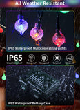 1 x RAW Customer Returns GCMacau Outdoor Fairy Lights Battery Colorful, 13M 80LED Fairy Lights with Graphite Green Cable, Fairy Lights Battery Operated Crystal Balls Lights with Remote Control 8 Modes IP65 Waterproof - RRP €19.15