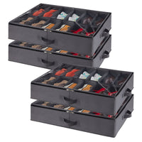 1 x RAW Customer Returns Lifewit Set of 4 Shoe Boxes with Clear Window, Foldable Underbed Shoe Storage Containers, Shoe Organizer with Space-Saving Handles, 12 Compartments, Grey, 4 x 12 Pairs - RRP €37.92