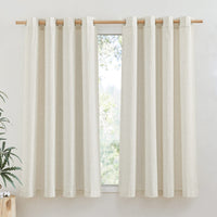 1 x RAW Customer Returns PONY DANCE curtains linen look semi-transparent living room curtains short eyelet curtain set of 2 H 145 x W 140 cm linen curtain in country house style kitchen curtains with eyelets curtain linen, beige - RRP €28.45