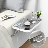 1 x RAW Customer Returns KIWIFOTOS Bedside Shelf Bedside Tray Platform Bedside Shelf with Cup Holder, Cable Organizer, Quiet Design L Shape  - RRP €40.99