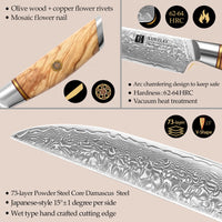 1 x RAW Customer Returns XINZUO Damascus steel 4-piece steak knife set, 13.1 cm cutlery knife, for 4 people, Damascus powder steel high-quality table knife sharp kitchen knife - olive wood handle - with beautiful gift box - RRP €219.97