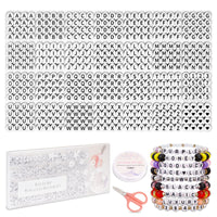 1 x RAW Customer Returns FZIIVQU 1450 Piece Letter Beads Set, 4x7 mm White Acrylic Round Alphabet Beads for Bracelets, Numbers Heart Letter Beads, DIY Jewelry Crafts Creativity Gift Friendship Bracelet Kit - RRP €10.99