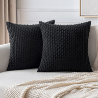 1 x Brand New MIULEE Corduroy Cushion Covers for Sofa Decorative Pillow Covers Modern Elegant Soft Square Cushion Covers for Bedroom Home Living Room 45x45 cm 2 Pieces Black - RRP €22.8