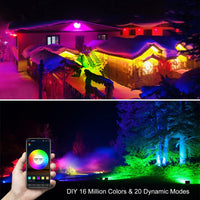 1 x RAW Customer Returns CLY 42W RGB spotlight, 1 piece LED spotlight outdoor Bluetooth APP control floodlight lighting, million colors dimmable smart floodlight, IP66 waterproof outdoor spotlight floodlight - RRP €24.99