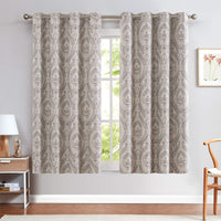 1 x RAW Customer Returns TOPICK opaque curtains, thermally insulated blackout curtain with eyelets, floral pattern, vintage linen look curtain, lightproof thermal curtain for living room, bedroom, pack of 2, 130 x 145 cm W x H grey - RRP €39.31