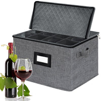 1 x RAW Customer Returns Storage box for wine glasses, wine glass, stemware wine glass holder storage container, crystal glass protective container with dividers folding box for 12 crystal glassware, champagne 43 34 25 cm - RRP €24.95