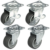 1 x RAW Customer Returns HRB set of 4 swivel castors with brake, small furniture castors with max. load capacity 100 kg castor set, swivel castors for furniture with wheel 40 mm, steel housing with rubberized wheels silver  - RRP €9.56