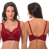 1 x RAW Customer Returns Curve Muse Women s Plus Size Minimizer Lace Full Coverage Unlined Wireless Bra-2 Pack-Black,Red-120C- EU 105C  - RRP €37.99