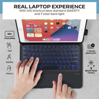 1 x RAW Customer Returns SYNCHRO case for iPad with QWERTY keyboard for 9.7 iPad 2018 6th generation - iPad 2017 5th generation - iPad Pro 9.7- iPad Air 2 1-360 rotatable keyboard with TrackPad Touchpad Apple Pencil pen holder - RRP €77.15